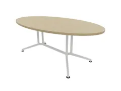 vergadertafel,HxBxD 740x2400x1100mm,ovaal,V-vormonderstel wit