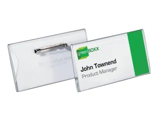 Badge Durable 8001 met speld en klemrand 40x75mm - 1