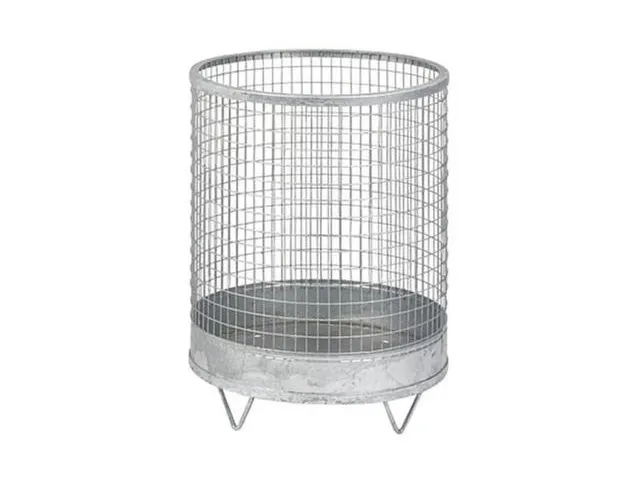 Afvalbak Draadgaas 63 Liter Vloeropstelling Staalplaatbodem Verzinkt