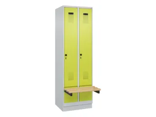 locker met bank,HxBxD 1950x600x815mm,2vak,vak B 300mm,draaigrendel - 2