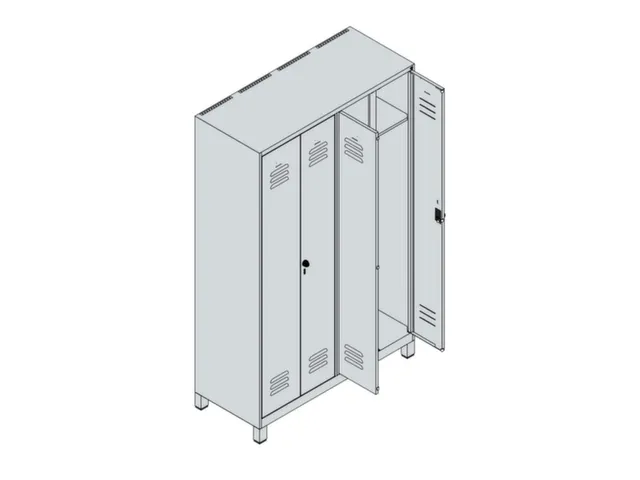 locker voor scheiding van kleding,HxBxD 1950x1200x500mm,4vak