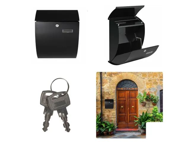 Brievenbus Nice Zwart Gebogen front, naamplaatje 2 sleutels 40x31x16cm