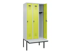 locker met bank,HxBxD 2120x900x815mm,3vak,vak B 300mm,draaigrendel