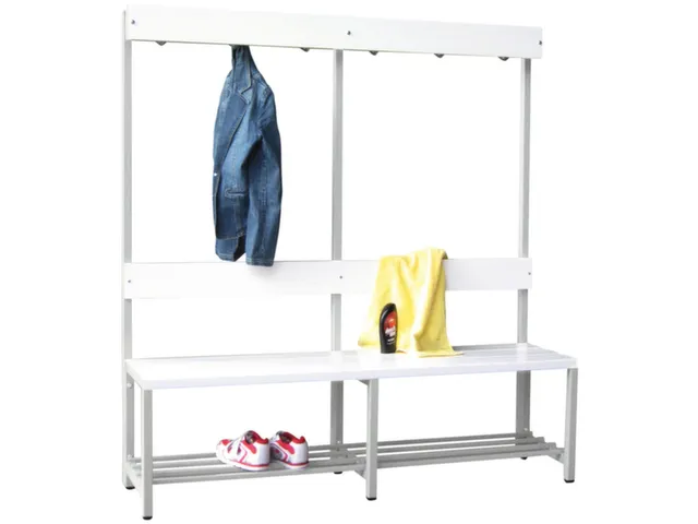 Omkleedbank 1500mm Kunststof Zitlat Kledinghaken Schoenenrek Ral 7035