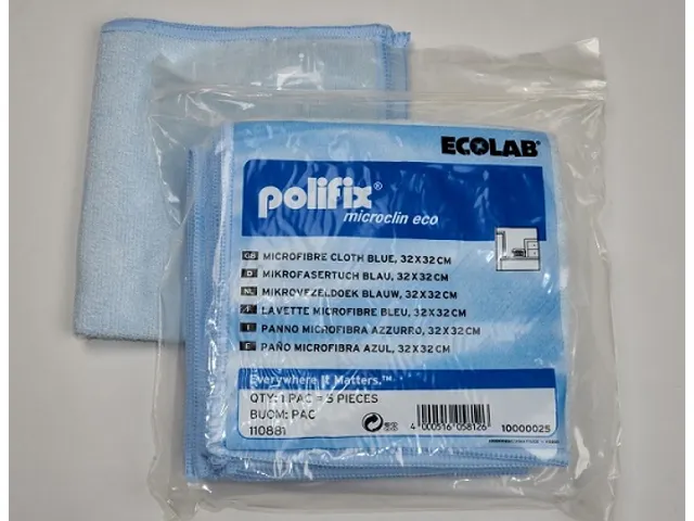 Ecolab Polifix Microclin Eco Microvezeldoek Blauw 32x32cm 5 stuks