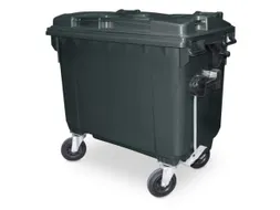 Vuilcontainers,660l,romp HDPE grijs,HxBxD 1165x1265x775mm,4zwenkwielen