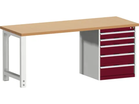 établi HxlxP 840x2000x750mm plateau hêtre rouge force 1500kg