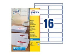 Adresetiket Avery J8162-40 99.1x33.9mm Inkjet wit 640 stuks
