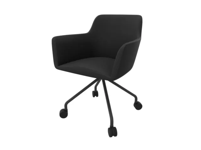 Bezoekersstoel,4-Voet/4Wielen Ronde Buis Donkergrijs,M. Armleuningen