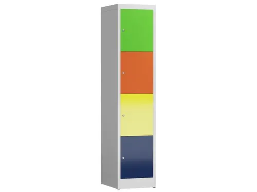 Lockerkast 1800x415x500mm 1x4 vakken cilinderslot, multicolor