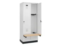 locker met bank,HxBxD 1950x800x815mm,2vak,vak B 400mm,draaigrendel