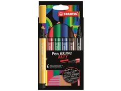 Viltstift STABILO Pen 68 Max Arty assorti etui à 6 stuks