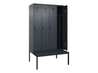 locker met bank,voor scheiding van kleding,HxBxD 2120x1200x815mm,4vak - 1