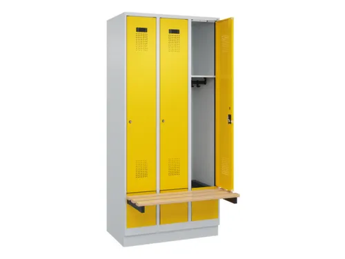 locker met bank,HxBxD 1950x900x815mm,3vak,vak B 300mm,cilinderslot