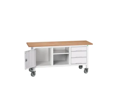 werkbank,HxBxD 830x1750x600mm,multiplexblad,uitrusting: 3laden,kast