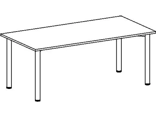 Vergadertafel Rechthoekig 72x180x80cm Lichtgrijs 4voeten Alu