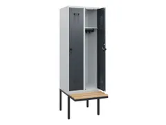 locker met bank,HxBxD 1950x600x815mm,2vak,vak B 300mm,draaigrendel