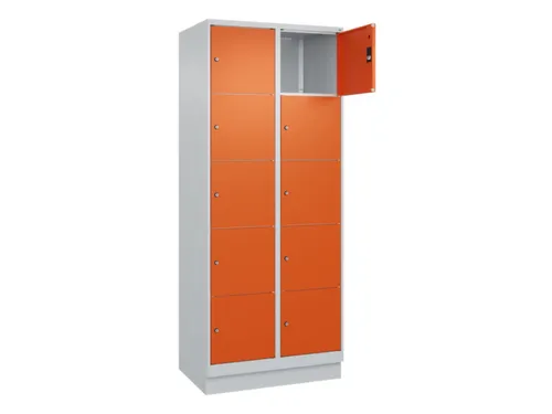 lockerkast,HxBxD 1950x800x500mm,2x5vakken,vak B 400mm,cil.-slot,sokkel