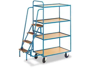Orderverzamelwagen 990x590mm Totale H 1900mm 4 Etages Hout Ral5010 - 2