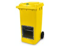 verrijdbare zoutbak afsluitbaar 240l HxBxD 1075x580x730mm HDPE geel