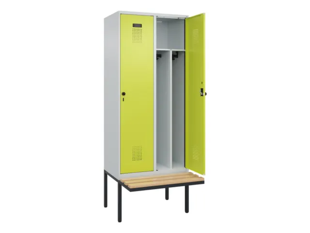 locker met bank,voor scheiding van kleding,HxBxD 2120x800x815mm,2vak