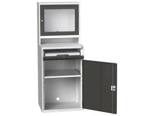 pc-kast monitorvak 1650x650x550mm toetsenbordblad RAL7035+RAL7016 - 1