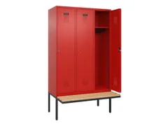 locker met bank,HxBxD 2120x1200x815mm,3vak,vak B 400mm,cilinderslot