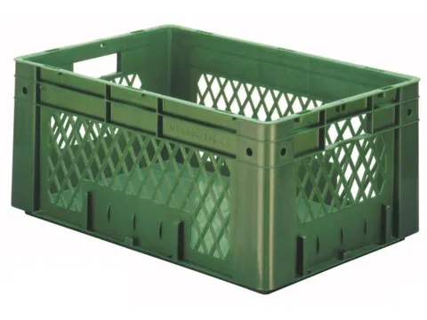 Euronorm Stapelkrat 270x600x400mm 50l Opengewerkt/Bodem Gesl. Groen