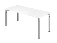 bureau,HxBxD 680-820x1800x800mm,blad wit,4voeten zilverkleurig