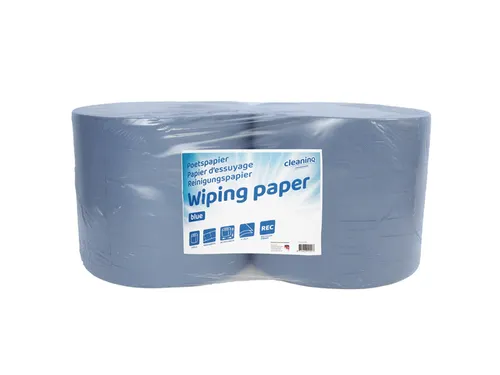 Poetspapier Cleaninq industrie 2-laags 26cmx380m Blauw 2 rollen
