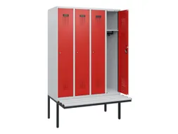 locker met bank,HxBxD 1950x1200x815mm,4vak,vak B 300mm,cilinderslot