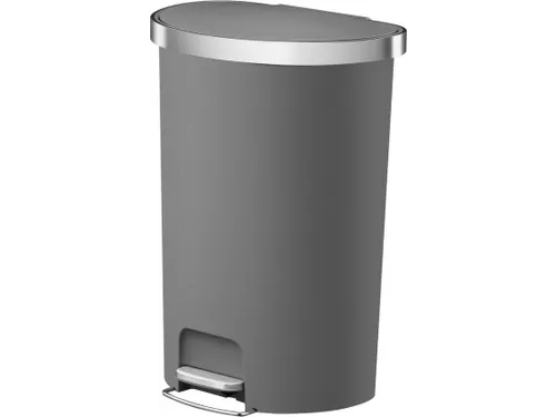 Hana pedaalemmer halfrond 55 Liter Plastic Grijs