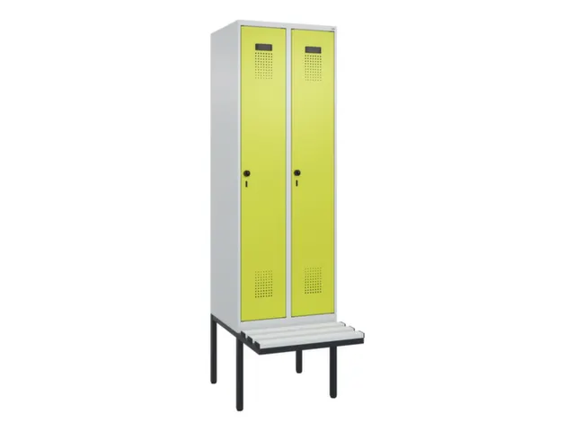 locker met bank,voor scheiding van kleding,HxBxD 2120x600x815mm,2vak