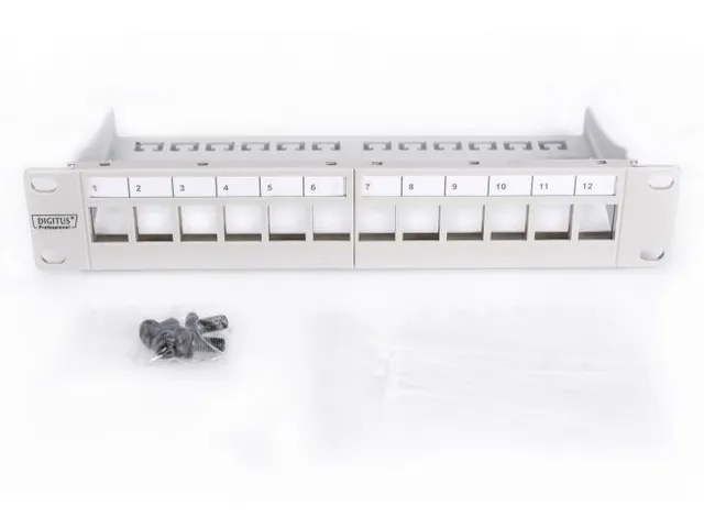 Modulair Patchpaneel 12-poorts Blanco 1U 254mm 10'' Rackmontage Grijs