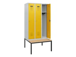 locker met bank,HxBxD 1950x900x815mm,3vak,vak B 300mm,cilinderslot