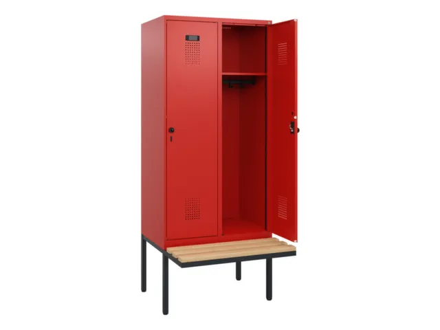 locker met bank,HxBxD 1950x800x815mm,2vak,vak B 400mm,draaigrendel