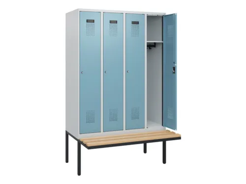 locker met bank,HxBxD 1950x1200x815mm,4vak,vak B 300mm,cilinderslot