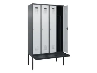 locker met bank,voor scheiding van kleding,HxBxD 2120x1200x815mm,4vak - 1