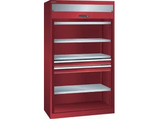 zwaarlast-roldeurkast,HxBxD 1950x1100x641mm,4xStalen bodem,lak RAL3003 - 3