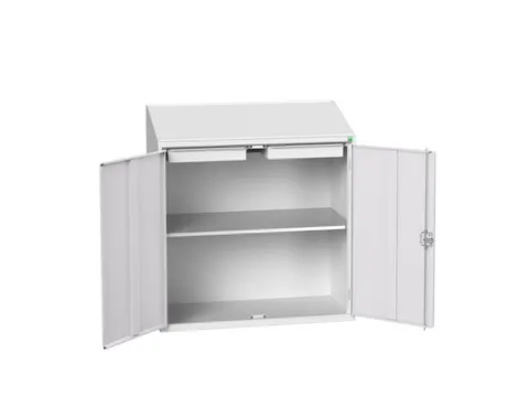 lessenaarkast 1130x1050x550mm 1 legbord en 2 laden RAL7035