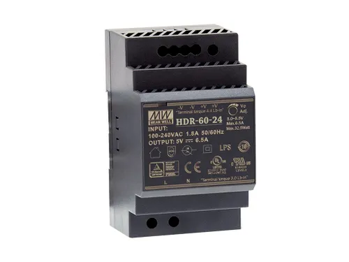 Voeding - 1 Uitgang - DIN-Railmontage - 32.5 W - 5 V - 6.5 A - Voor In
