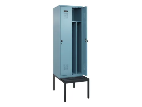 locker met bank,voor scheiding van kleding,HxBxD 2120x600x815mm,2vak