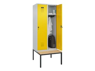 locker met bank,HxBxD 2120x800x815mm,2vak,vak B 400mm,draaigrendel - 1
