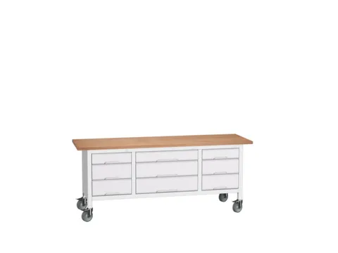 établi HxlxP 830x2000x600mm plateau multiplex équipement : 9tiroirs