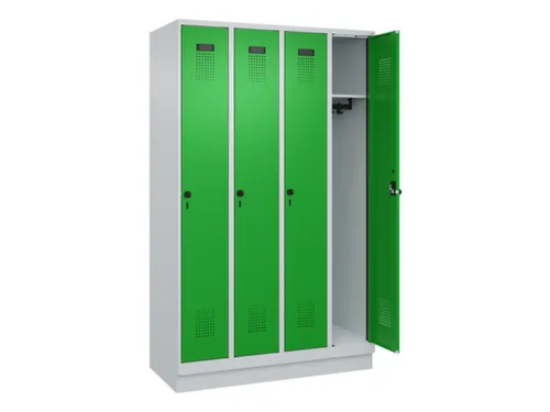 locker,HxBxD 1950x1200x500mm,4vak,vak B 300mm,draaigrendel,sokkel