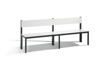 omkleedbank,HxLxD 796x2000x407mm,HPL wit,frame staal RAL7021,leuning - 1