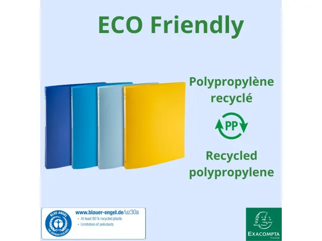 Classeur 2 anneaux 15mm polypropylène recyclé BeeBlue - A4 - Couleur