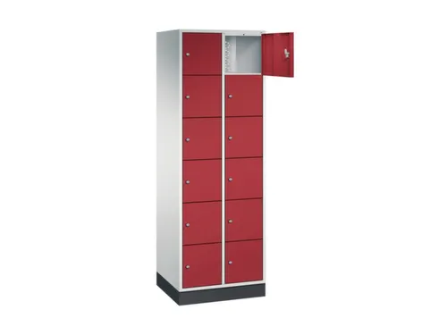 lockerkast,RAL 7035/RAL 3003,HxBxD 1950x620x500mm,2x6vakken,cil.-slot