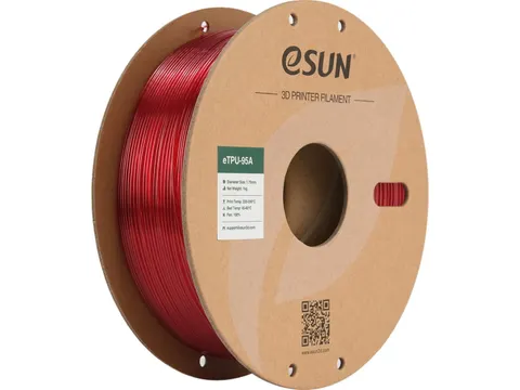 3D Printer Filament eTPU-95A eSun 1,75mm Transparant Rood 1kg
