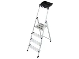 trapladder,eenzijdig,4treden,bordes m. antislip elementen,balk L 1,6m
